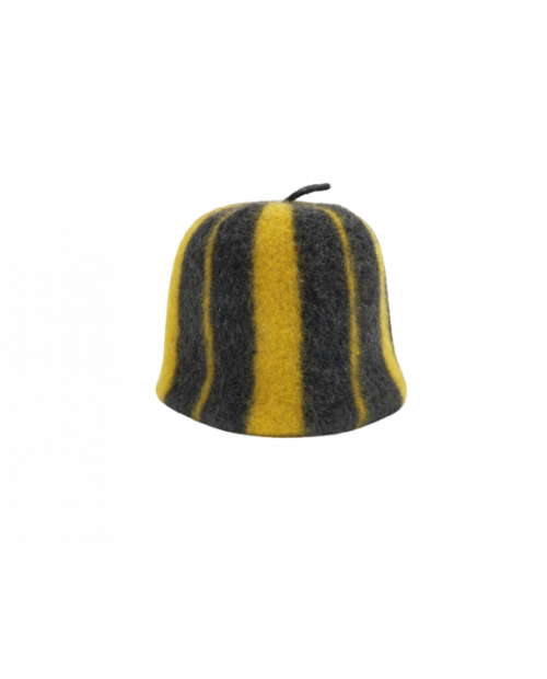 Handmade Sauna Hat- black, yellow, 100% natural wool